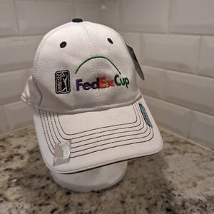 NWT FedEx Cup white fitted classic cut  PGA Tour hat cap